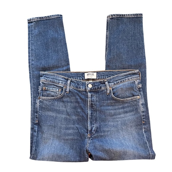 AGOLDE Nico Skinny Jeans High Rise Ankle Crop Medium Blue Denim Size 30 - Picture 4 of 10